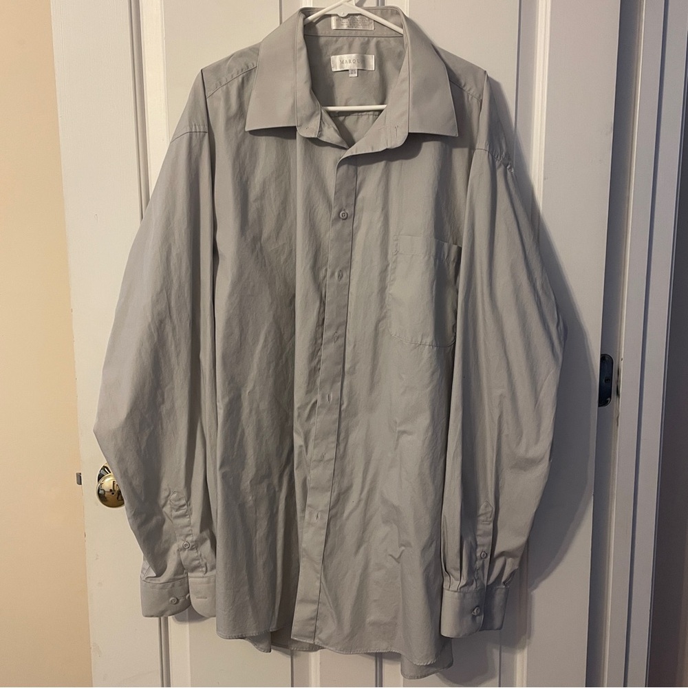Marquis Men's Silver Grey Regular Fit Big & Tall Dress Shirt